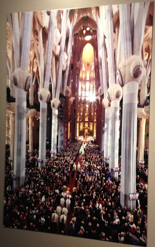 Photo of the Sagrada Familia during its 2010 dedication mass as a Basilica.